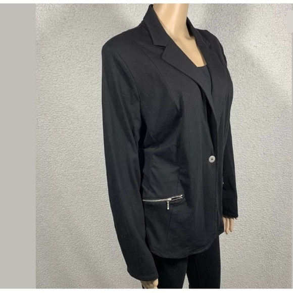 Chico's Women’s Large Black Fabulous Knit Blazer Cardigan Jacket - Picture 2 of 7